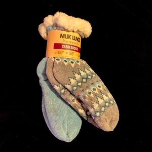 MUK LUKS Cozy cabin socks L/XL brand new 2 pk